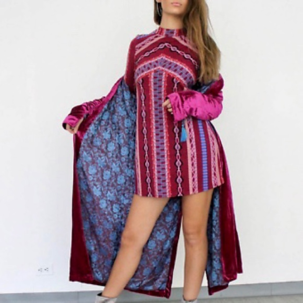Free People Patterned Long Sleeves Dress